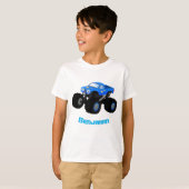 Cute blue monster truck cartoon illustratie t-shirt (Voorkant volledig)