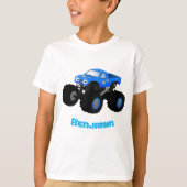 Cute blue monster truck cartoon illustratie t-shirt (Voorkant)