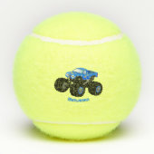Cute blue monster truck cartoon illustratie tennisballen (Achterkant)