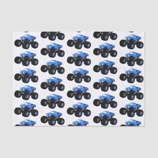 Cute blue monster truck cartoon illustratie tissuepapier (Voorkant)