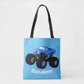 Cute blue monster truck cartoon illustratie tote bag (Voorkant)