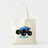 Cute blue monster truck cartoon illustratie tote bag (Voorkant)
