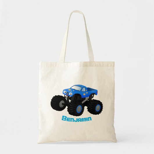 Cute blue monster truck cartoon illustratie tote bag (Voorkant)