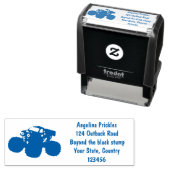 Cute blue monster truck cartoon illustratie  zelfinktende stempel (In situ)