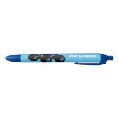 Cute blue monster truck cartoon illustratie zwarte inkt pen (Bodem)