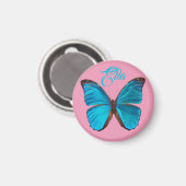 Cute Blue Morpho Butterfly Magnet (Voorkant / Achterkant)