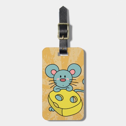 Cute Blue Mouse met gele kaas Bagagelabel (Voorkant verticaal)