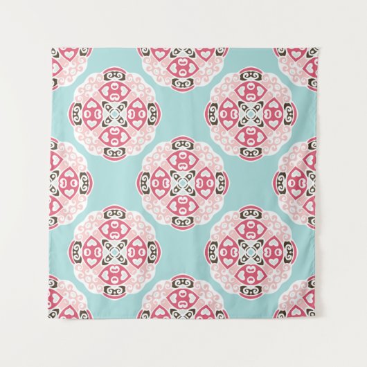 Cute Blue Naadless abstract betegeld patroon  Wandkleed (Voorkant (horizontaal))
