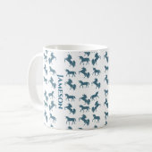Cute Blue Name Monogram Unicorn Pattern Koffiemok (Voorkant links)