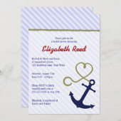 Cute Blue Nautical Theme Anchor Vrijgezellenfeest Kaart (Voorkant / Achterkant)