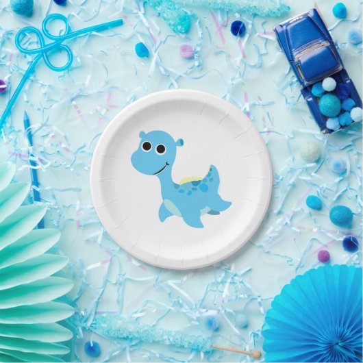 Cute Blue Nessie Papieren Bordje (Feest)