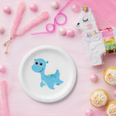 Cute Blue Nessie Papieren Bordje (Feest)