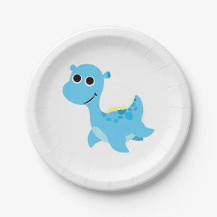 Cute Blue Nessie Papieren Bordje