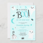 Cute blue not spooky Halloween boo baby shower Kaart (Voorkant)
