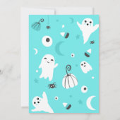 Cute blue not spooky Halloween boo baby shower Kaart (Achterkant)