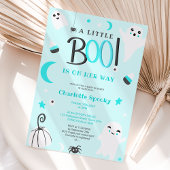 Cute blue not spooky Halloween boo baby shower Kaart