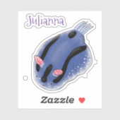 Cute blue nudibranch zee slig cartoon illustratie sticker (Vel)