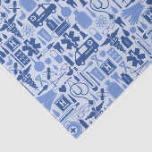 Cute Blue Nurse Doctor Medical Pattern Tissuepapier (Detail)