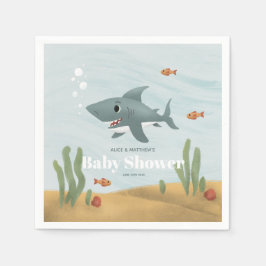 Cute Blue Ocean Zee Shark Boys Baby shower Servet