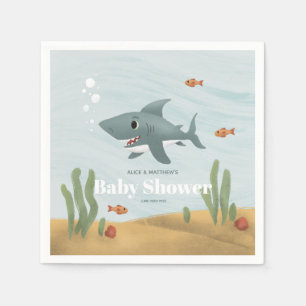 Cute Blue Ocean Zee Shark Boys Baby shower Servet