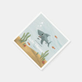 Cute Blue Ocean Zee Shark Boys Baby shower Servet (Hoek)
