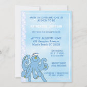 Cute Blue Octopus Baby shower Invitation Kaart (Voorkant)