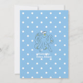 Cute Blue Octopus Baby shower Invitation Kaart (Achterkant)