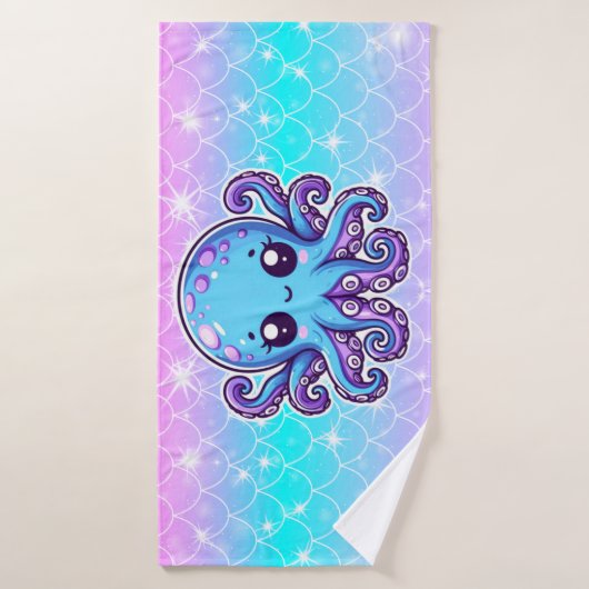 Cute blue octopus badhanddoek (Badhanddoek)