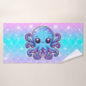 Cute blue octopus badhanddoek (Badhanddoek)