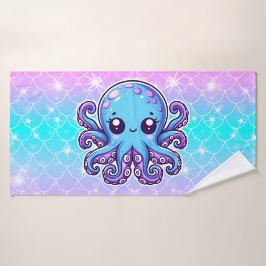 Cute blue octopus badhanddoek (Badhanddoek)