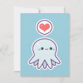 Cute Blue Octopus Birthday Party Kaart (Voorkant)