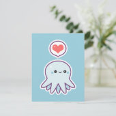 Cute Blue Octopus Birthday Party Kaart (Staand voorkant)