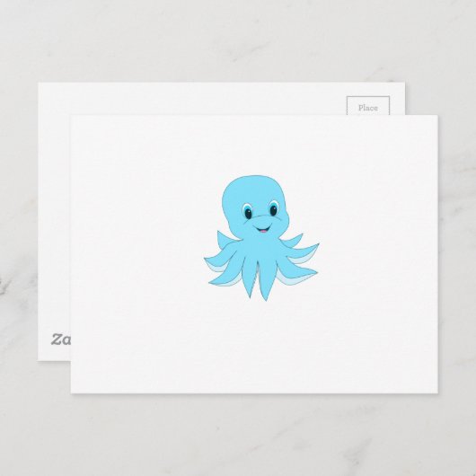 Cute Blue Octopus Briefkaart (Voorkant / Achterkant)