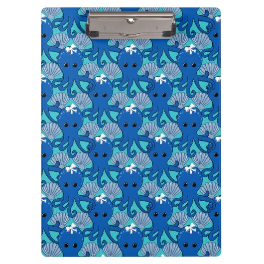 Cute Blue Octopus Clipboard Klembord (Voorkant)