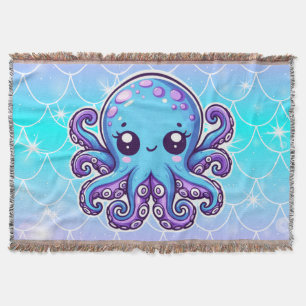 Cute blue octopus deken