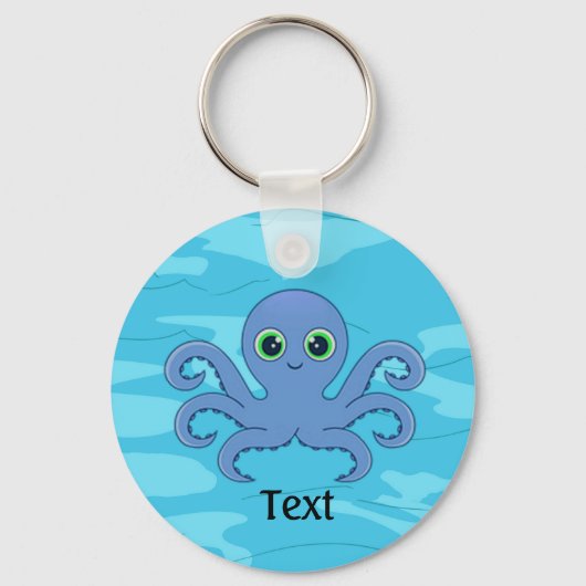 Cute Blue Octopus Design Sleutelhanger (Voorkant)