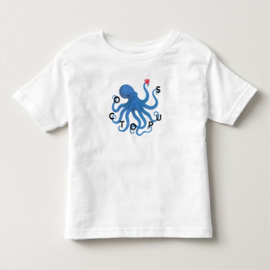Cute Blue Octopus Friend with Heart Ocean Scuba  Kinder Shirts (Voorkant)