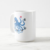 Cute Blue Octopus Friend with Heart Ocean Scuba  Koffiemok (Voorkant links)