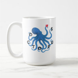 Cute Blue Octopus Friend with Heart Ocean Scuba  Koffiemok
