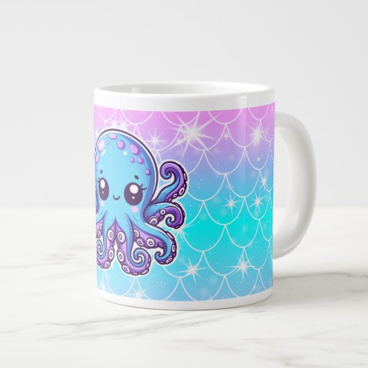 Cute blue octopus grote koffiekop (Voorkant rechts)