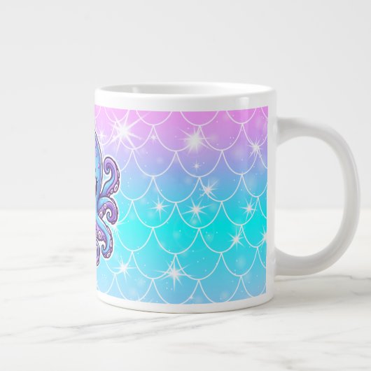 Cute blue octopus grote koffiekop (Rechts)