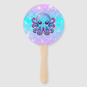 Cute blue octopus handwaaier (Voorkant)