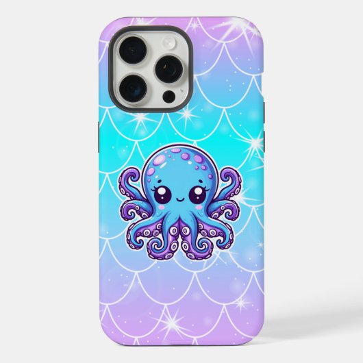 Cute blue octopus iPhone hoesje (Achterkant)