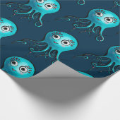 Cute Blue Octopus - Kawaii Cartoon Animal Zee Cadeaupapier (Hoek)