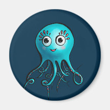 Cute Blue Octopus - Kawaii Cartoon Animal Zee