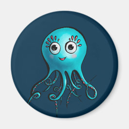 Cute Blue Octopus - Kawaii Cartoon Animal Zee Magneet