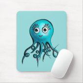 Cute Blue Octopus - Kawaii Cartoon Animal Zee Muismat (Met muis)