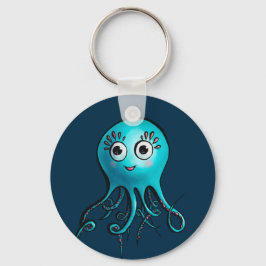 Cute Blue Octopus - Kawaii Cartoon Animal Zee Sleutelhanger