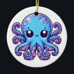 Cute blue octopus keramisch ornament<br><div class="desc">.</div>