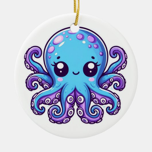 Cute blue octopus keramisch ornament (Voorkant)